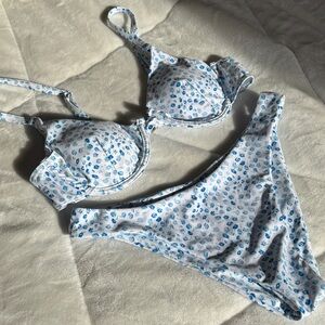 Blue Floral Underwire Bikini Set
